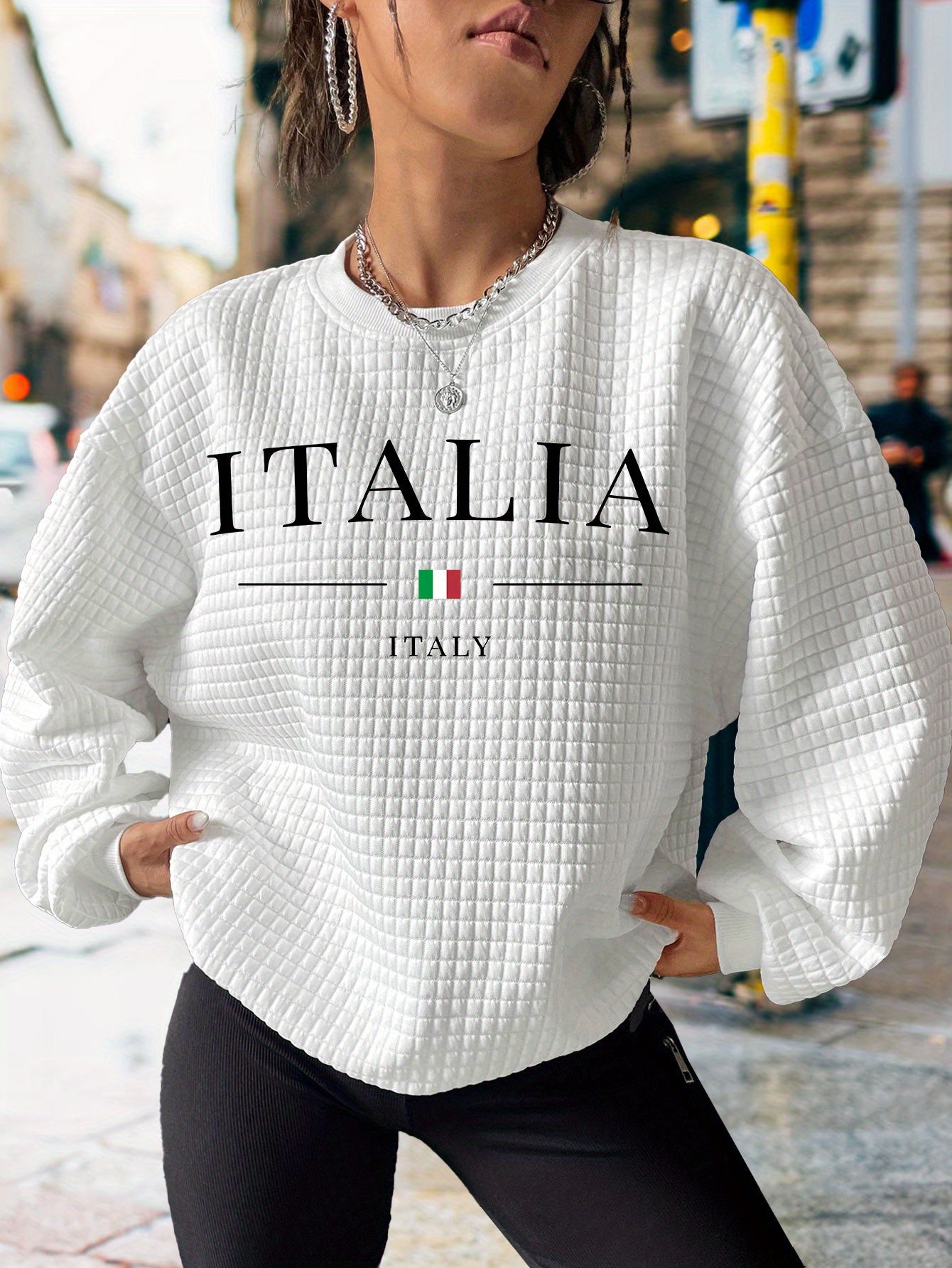 Italia Print Waffle Sweatshirt