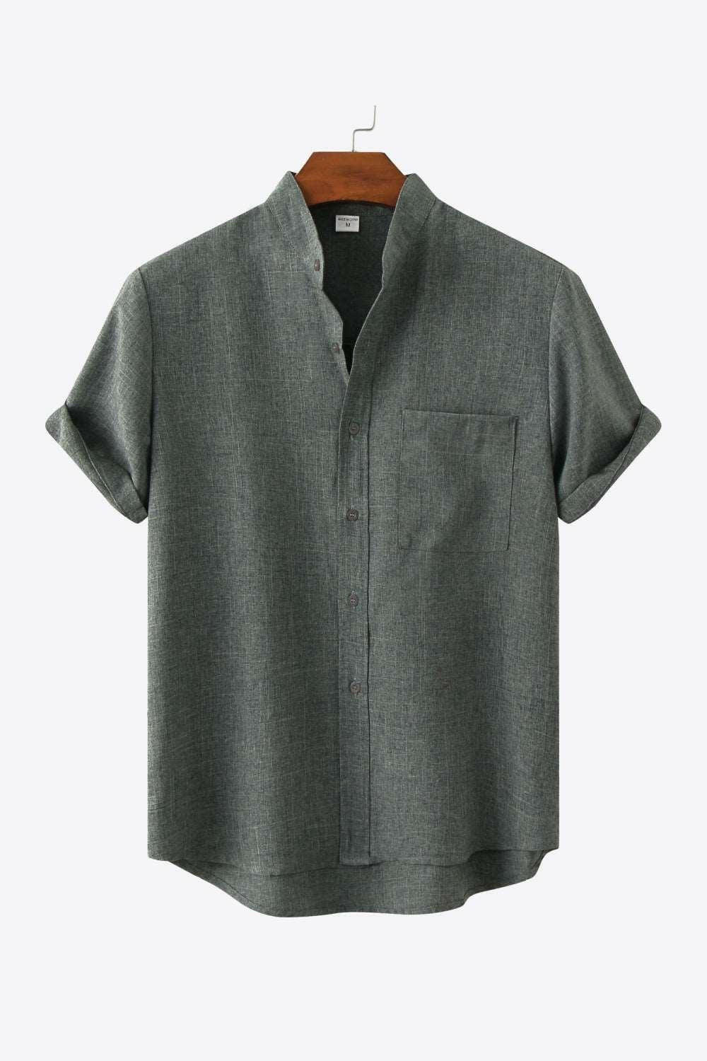 Button Front High-Low Pocket Shirt 