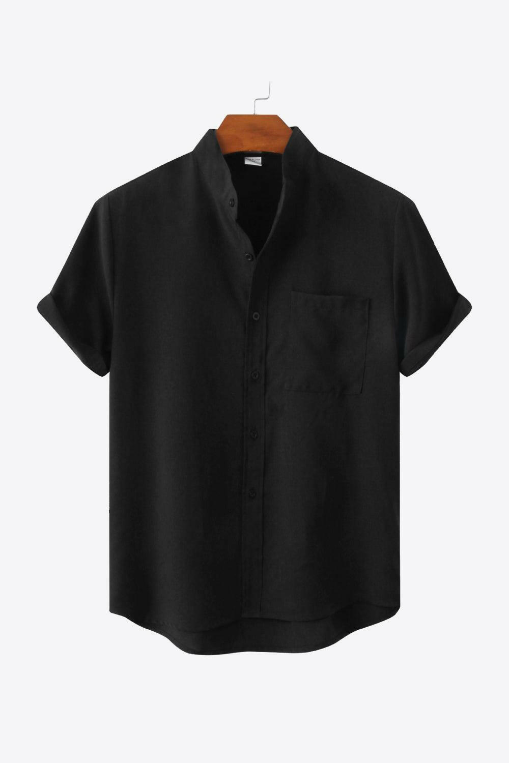 Button Front High-Low Pocket Shirt 