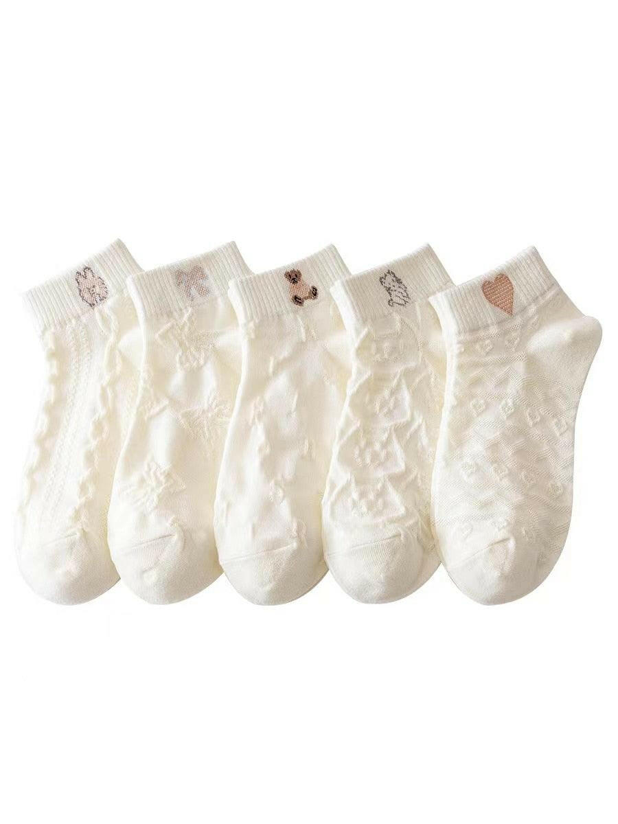 5 Pairs Polyester Cotton Breathable Short Socks 