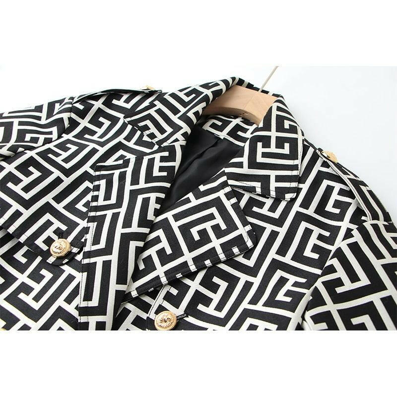 Geometric Pattern Long Trench Coat | On sale | Cotton