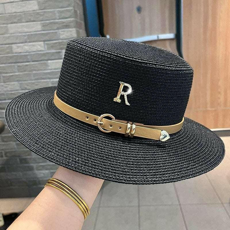 JUST FOR FUN Letter R Buckle Straw Hat 