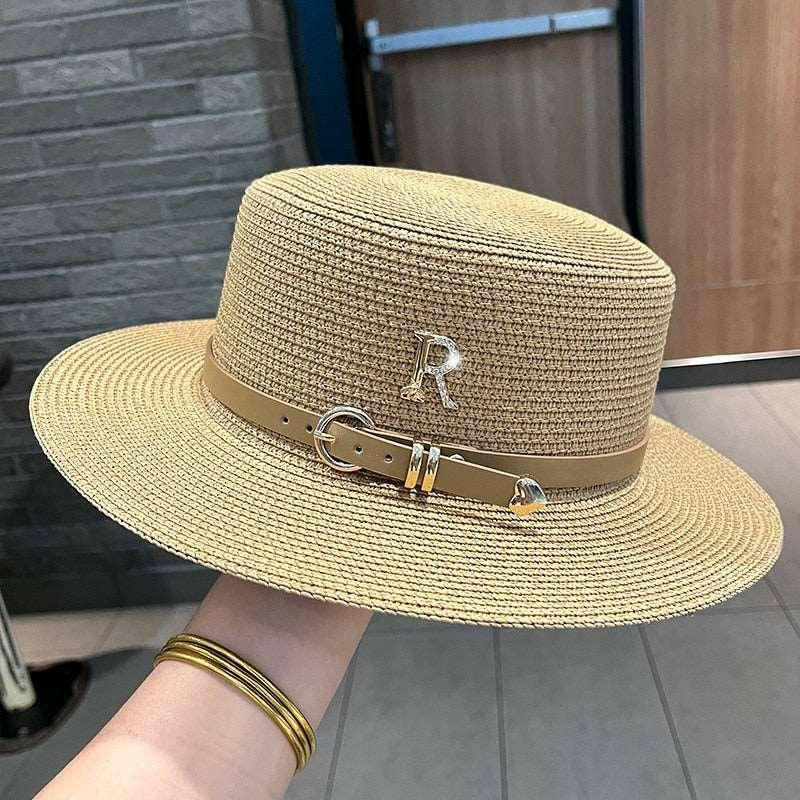 JUST FOR FUN Letter R Buckle Straw Hat 