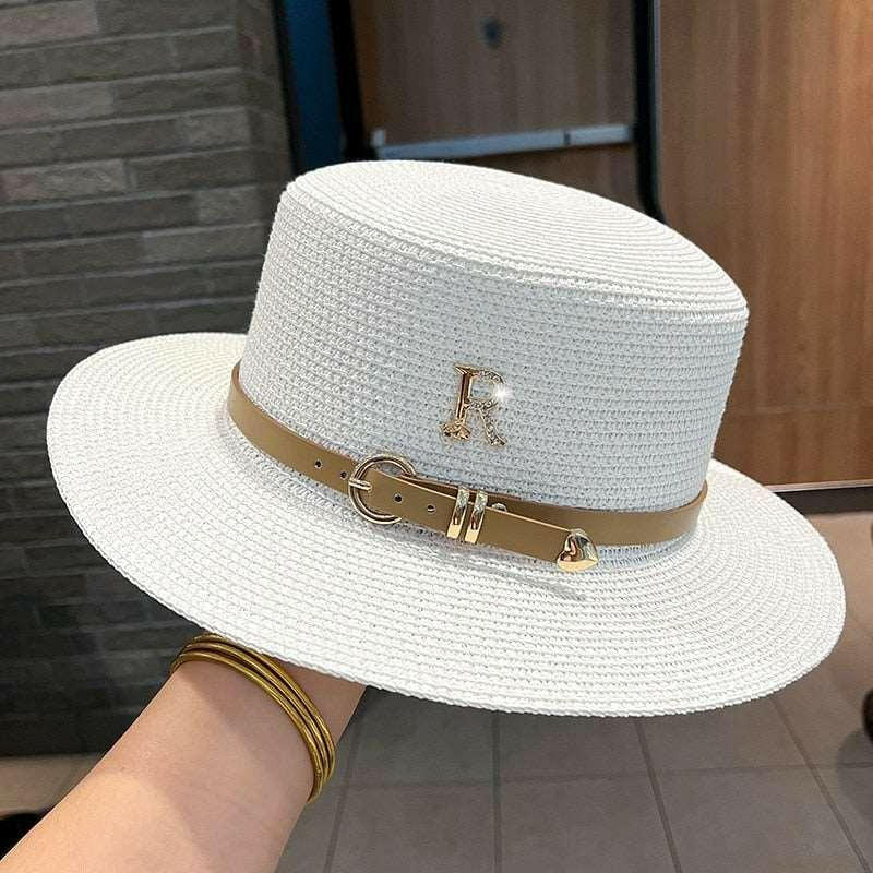 JUST FOR FUN Letter R Buckle Straw Hat 