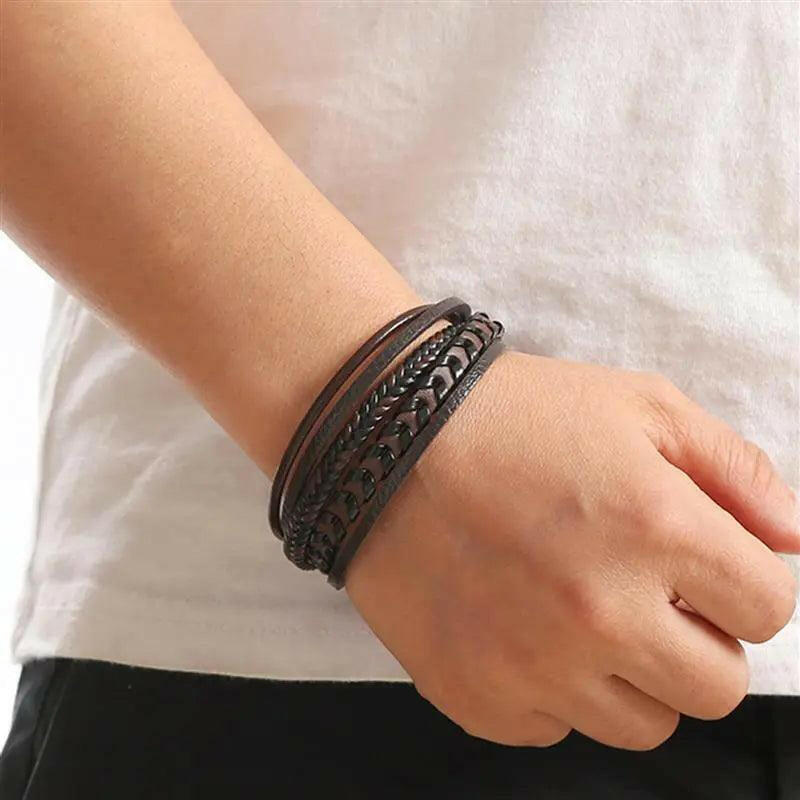 Hand-Woven Men’s Leather Bracelet