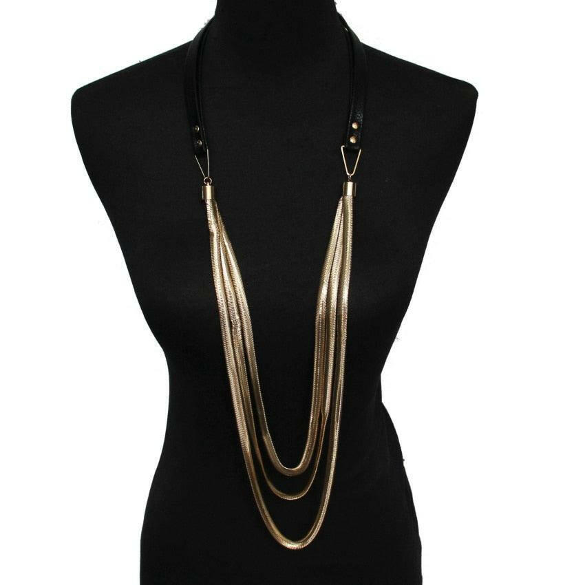 Multi-layer Leather Snake Chain Necklace | On sale |