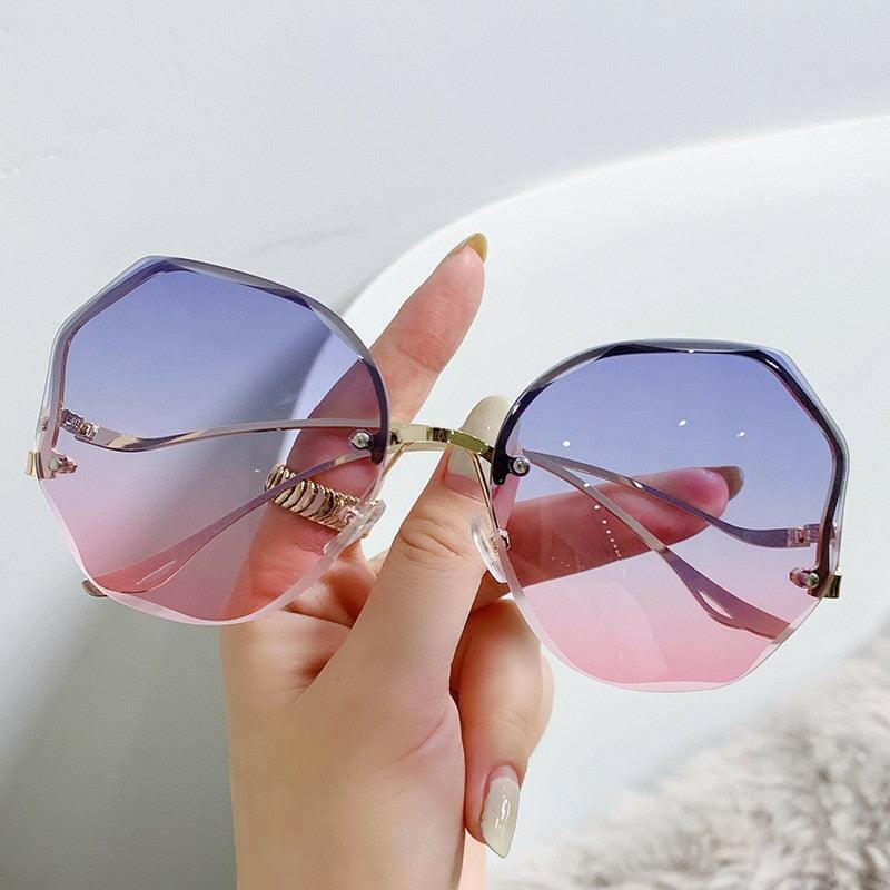 Curved Rimless Sun Glasses 