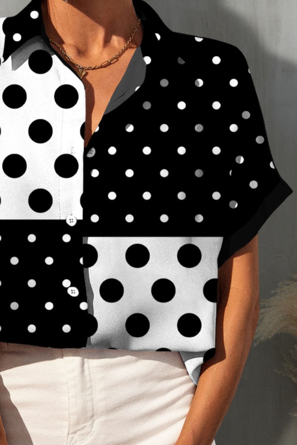 Women's Trending Polka Dot Short Sleeve Shirt