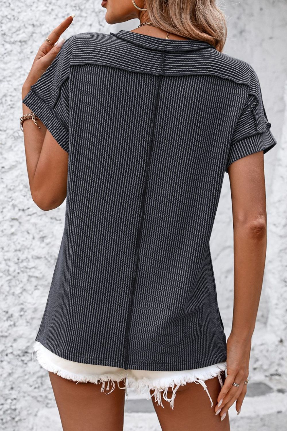 Classic Short Sleeve Striped Tee with Round Neckline