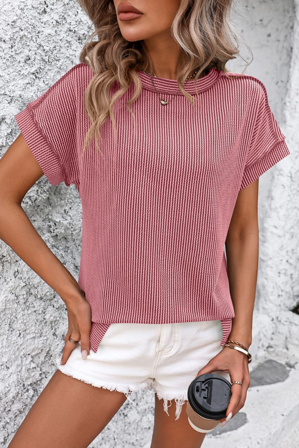 Classic Short Sleeve Striped Tee with Round Neckline