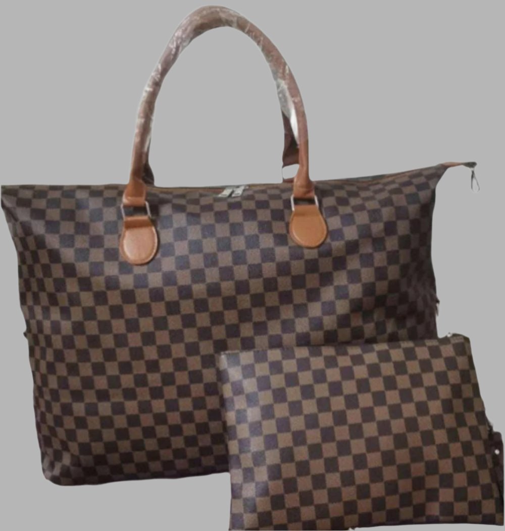 Checkered Two-Piece Tote Bag Set 