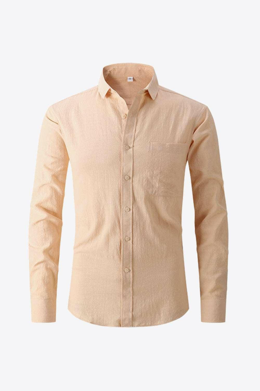 Buttoned Long-Sleeve Collared Shirt 