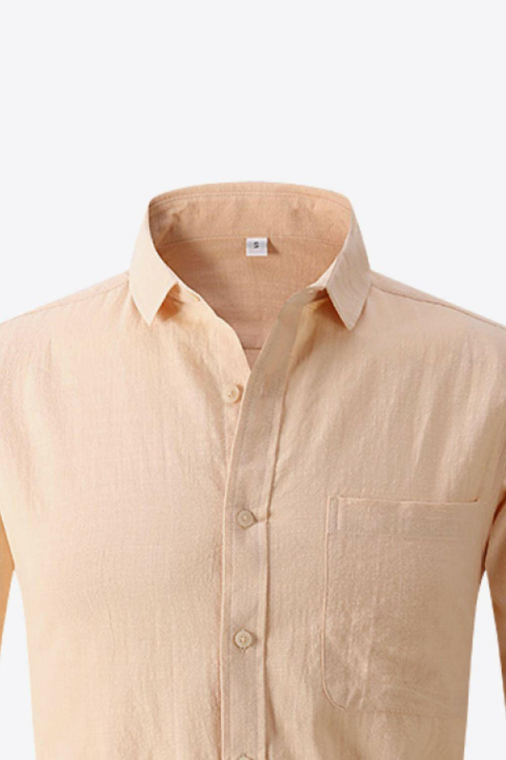 Buttoned Long-Sleeve Collared Shirt 