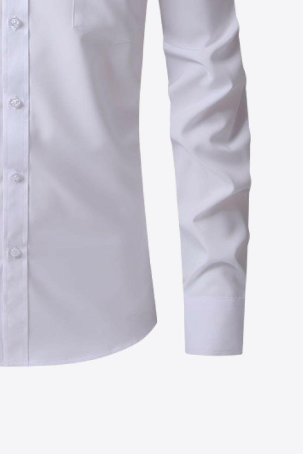 Button-Up Long Sleeve Pocket Collared Shirt 