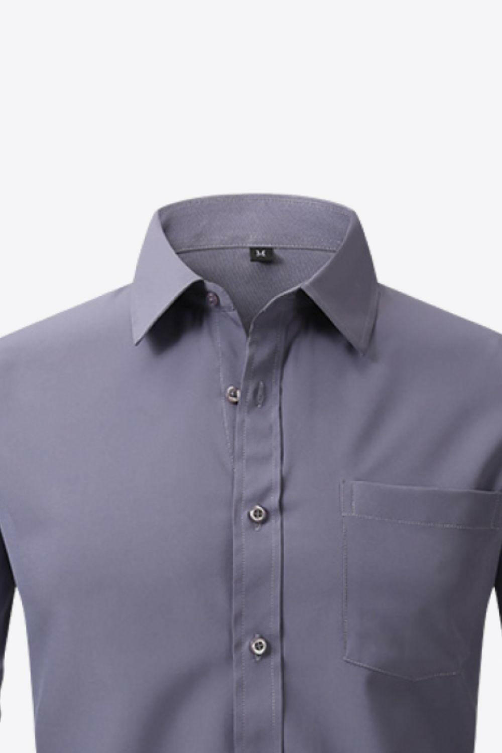 Button-Up Long Sleeve Pocket Collared Shirt 