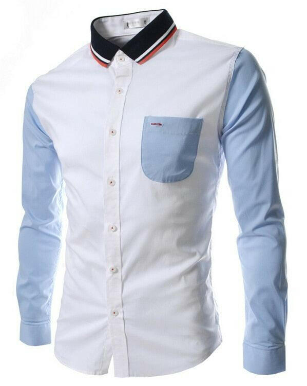 Single Breasted Mens Slim Fit Dress Shirt 