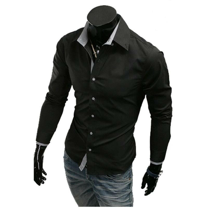 Single Breasted Mens Slim Fit Dress Shirt 