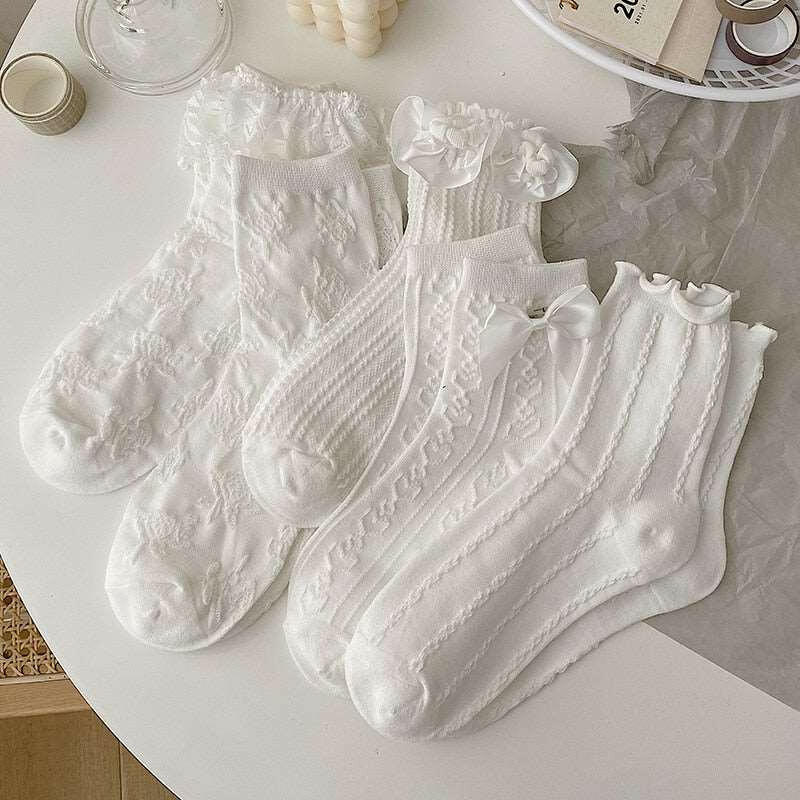 Women's White Lace Socks – Ideal for Bridal, Formal, or Casual Outfits - Lace Socks by The Nichole Collection