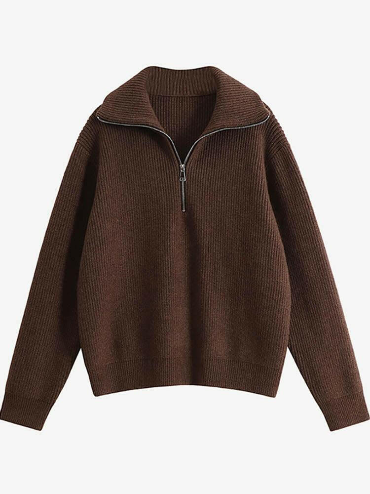 Solid Loose Knitted Long Sleeve Women’s Sweater | On sale |