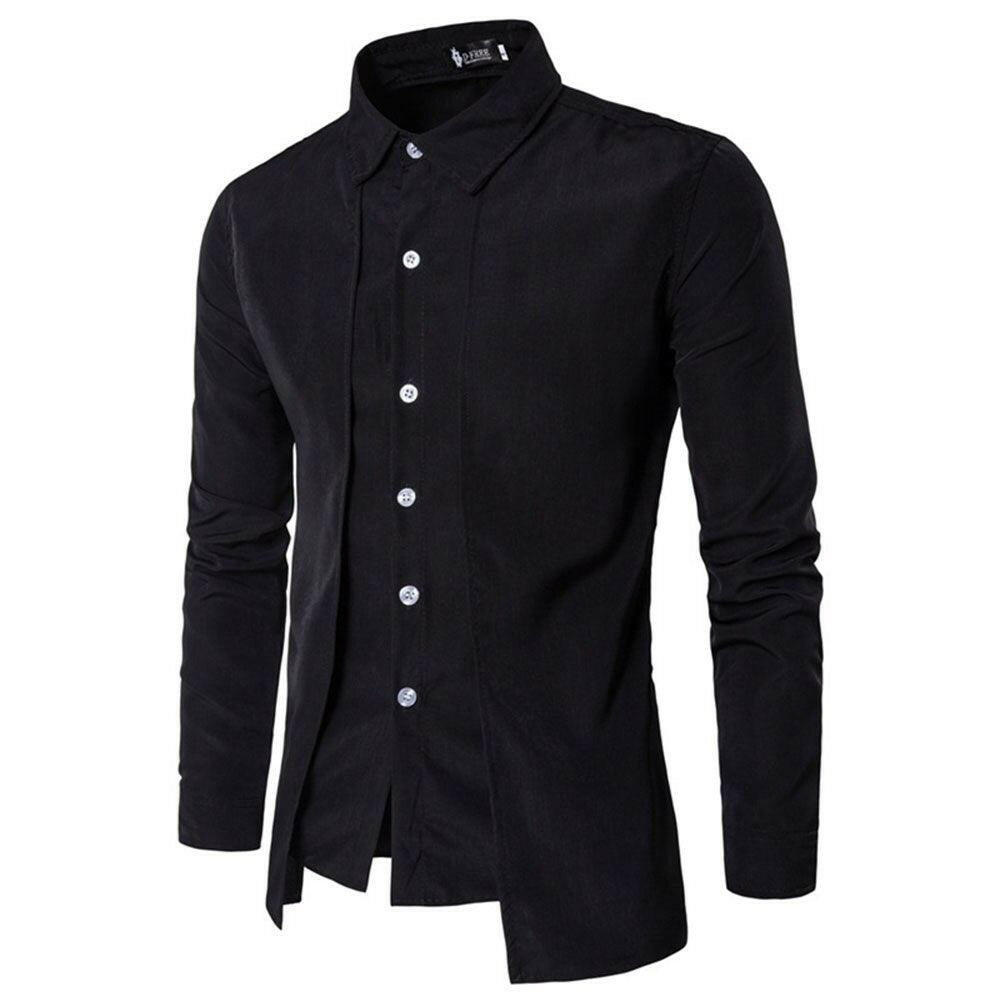 Mens Casual Office Shirts Slim Fit Lapel Dress Shirts Long Sleeve Party Shirts Button Shirts 