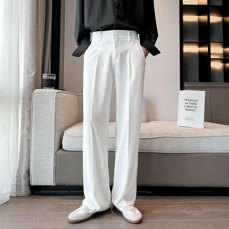 Men's Solid Full Baggy Casual Wide Leg Trousers 