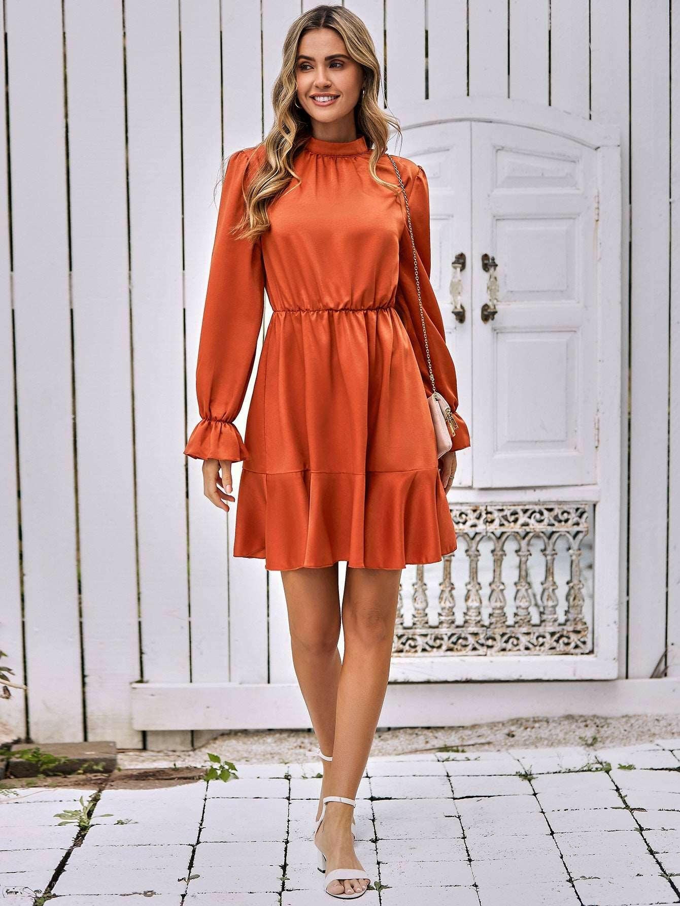 Flare Dress Long Sleeve Mini Dress 