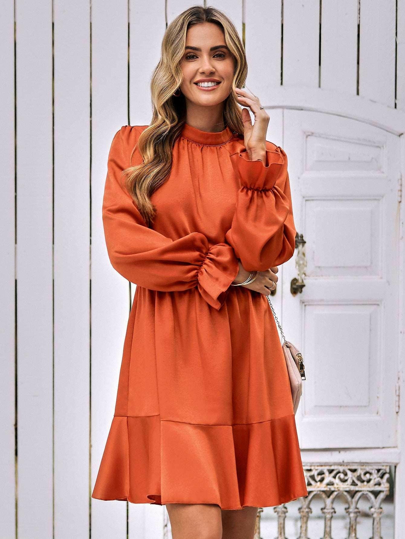 Flare Dress Long Sleeve Mini Dress 