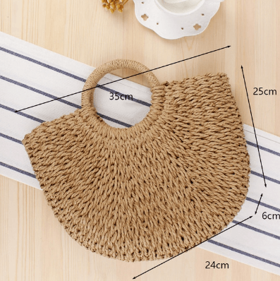 Handmade Halfmoon Shaped Rattan Tote | On sale | Rattan