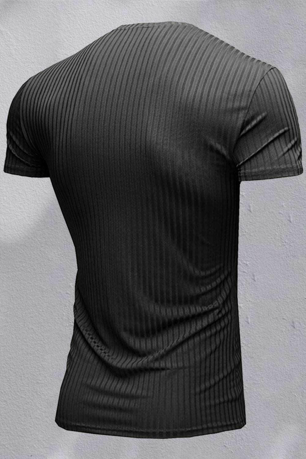 Ribbed V-Neck Short Sleeve Tee 