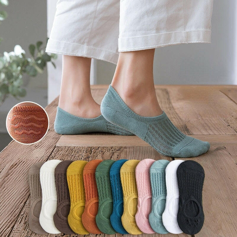 Women's Thin Mesh Boat Socks (5 pairs) - Lace Socks by The Nichole Collection