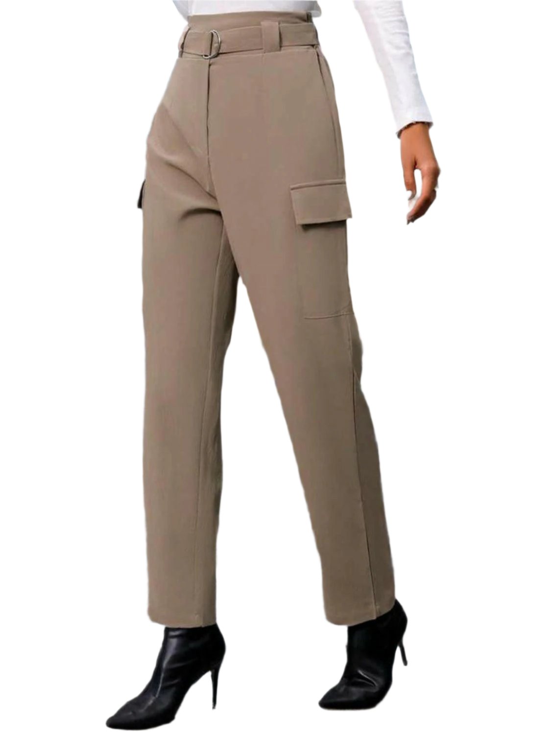 Essential High Waist Straight Pants in Polyester